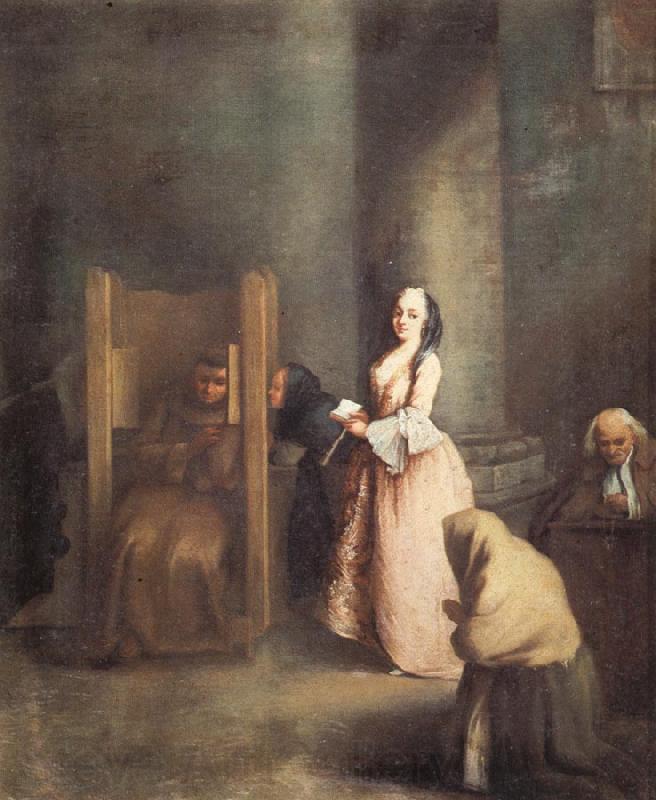 Pietro Longhi The Confession Norge oil painting art